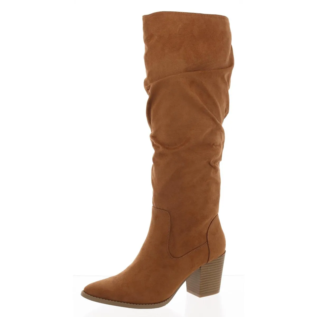 Womens Zip Up Pointed Toe Knee-High Boots