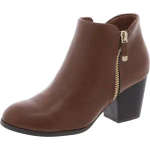 Womens Zipper Faux Leather Ankle Boots