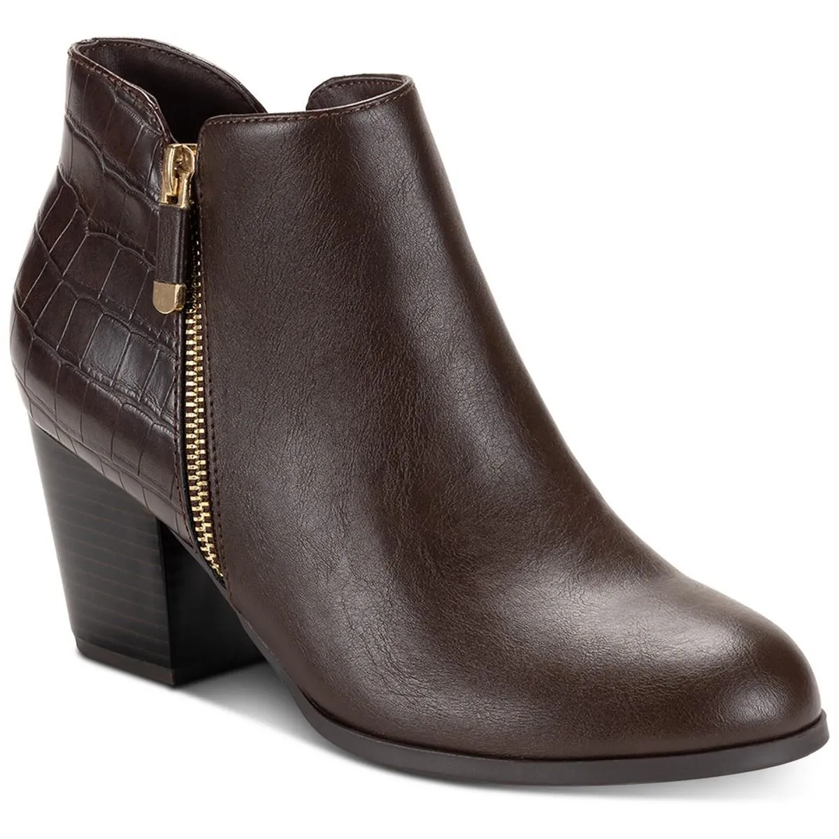Womens Zipper Faux Leather Ankle Boots