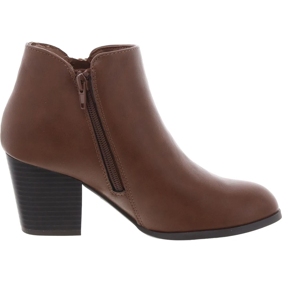 Womens Zipper Faux Leather Ankle Boots