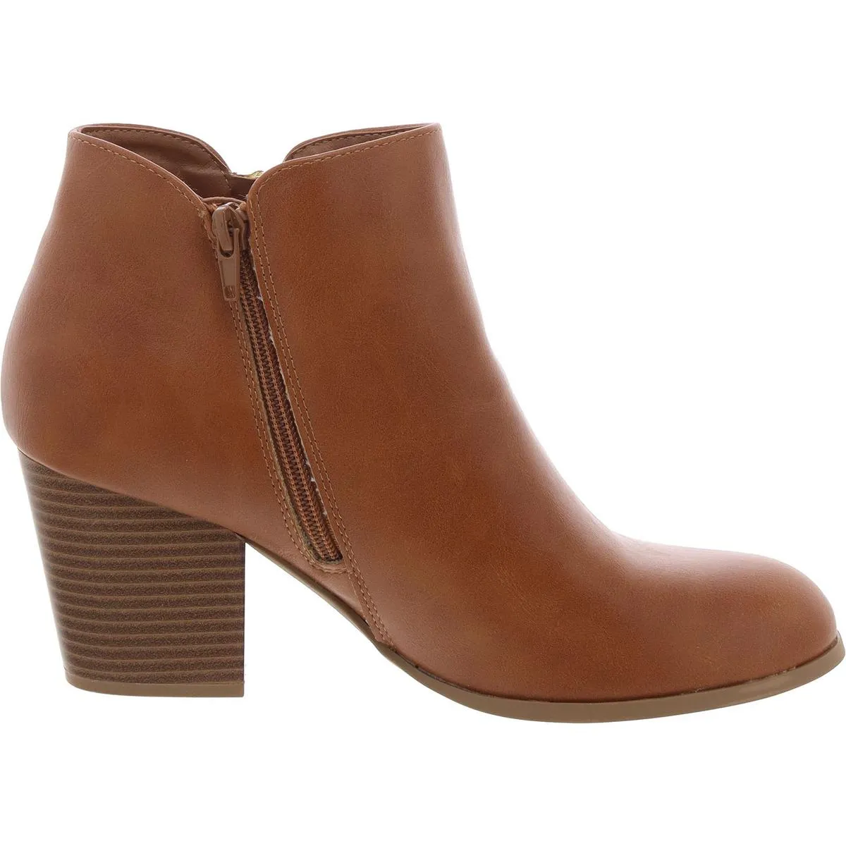 Womens Zipper Faux Leather Ankle Boots