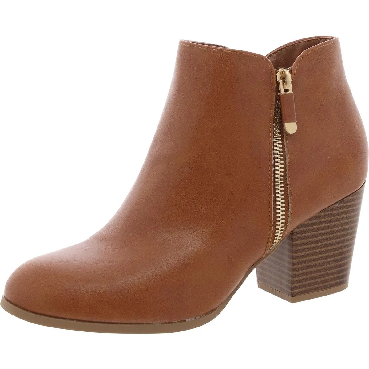 Womens Zipper Faux Leather Ankle Boots