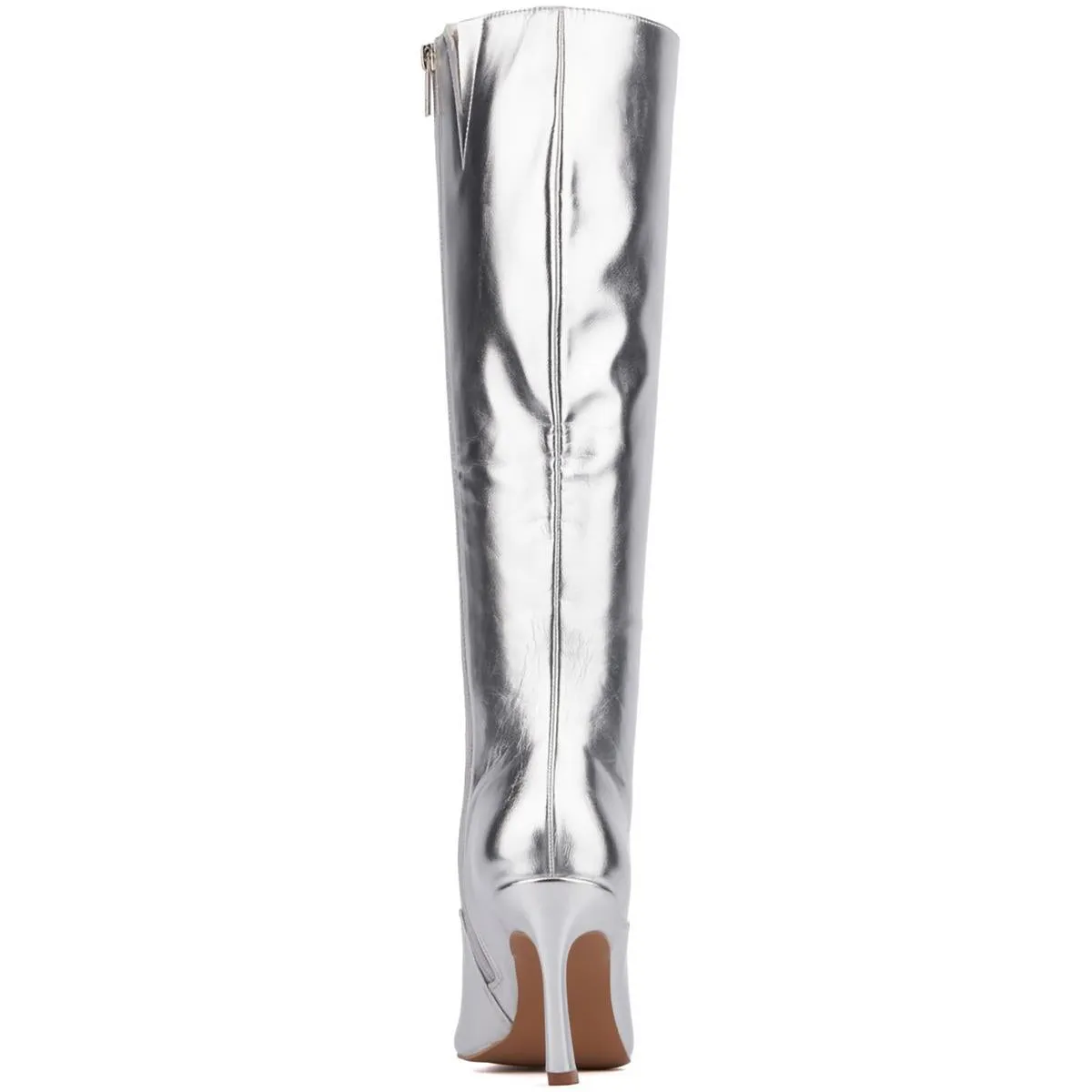 Womens Zipper Faux Leather Knee-High Boots