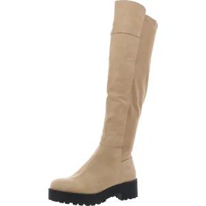 Womens Zipper Faux Leather Over-The-Knee Boots