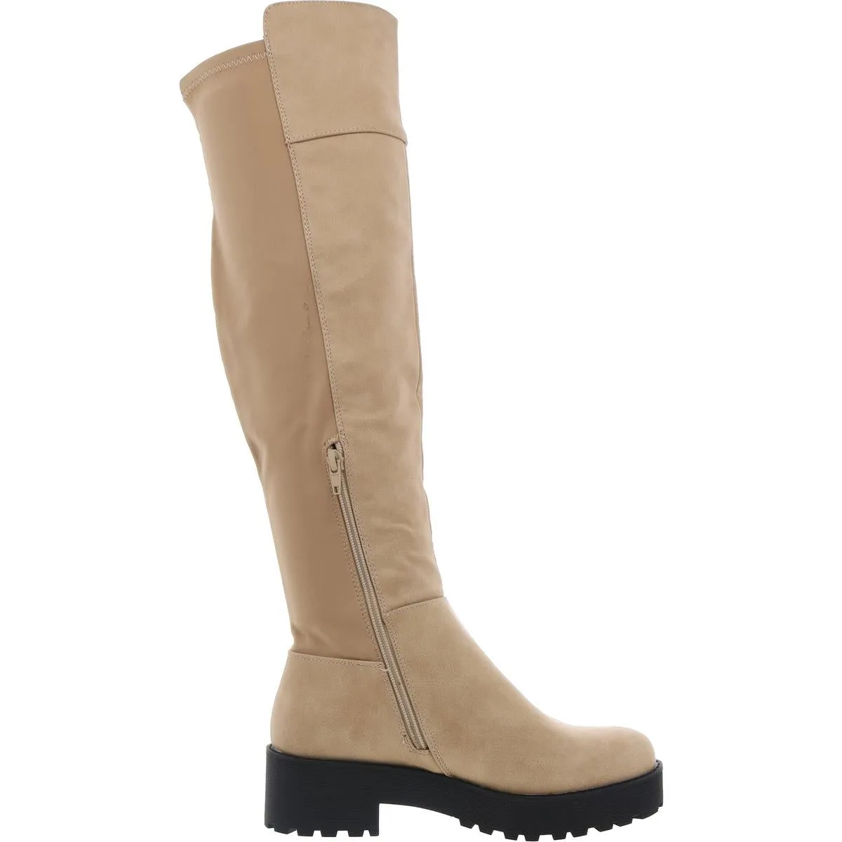 Womens Zipper Faux Leather Over-The-Knee Boots