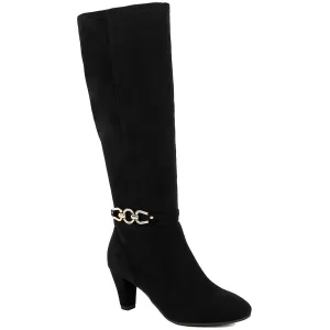 Womens Zipper Faux Suede Knee-High Boots