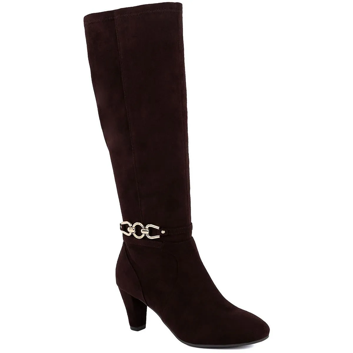 Womens Zipper Faux Suede Knee-High Boots