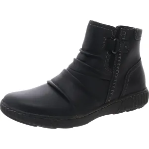 Womens Zipper Leather Ankle Boots
