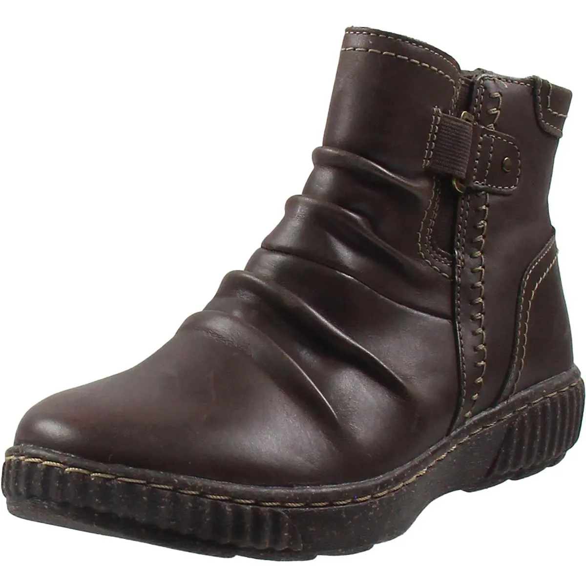 Womens Zipper Leather Ankle Boots