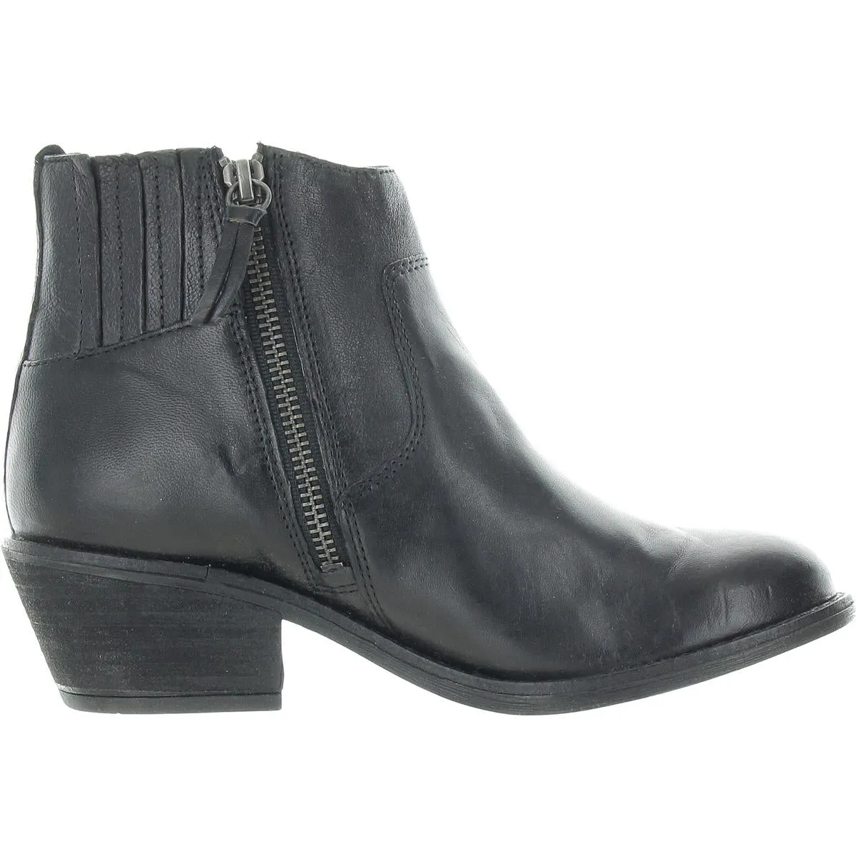 Womens Zipper Leather Ankle Boots