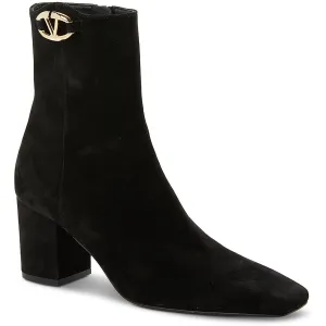 Womens Zipper Suede Booties