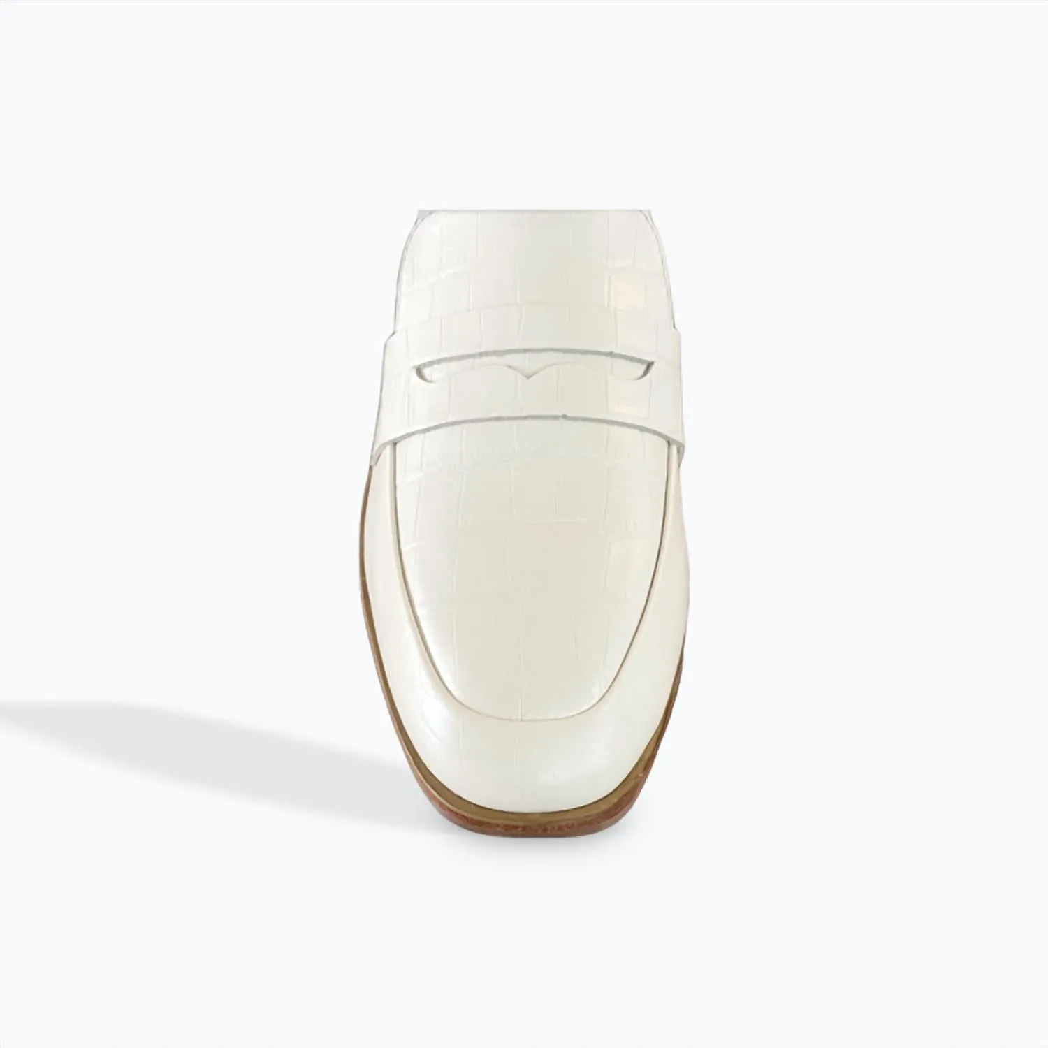 Yasmeen Croc Embossed Loafer In Bone