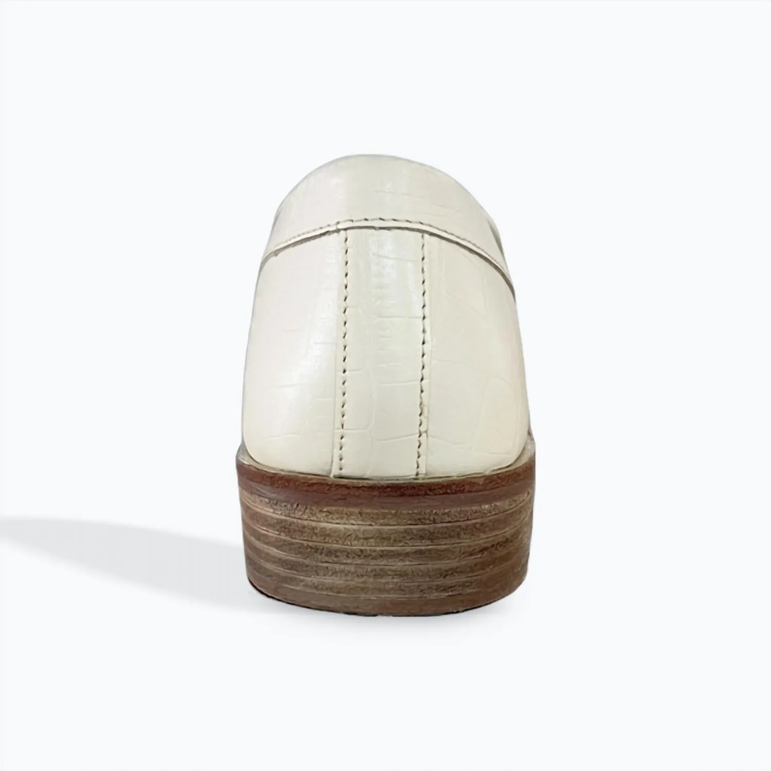 Yasmeen Croc Embossed Loafer In Bone