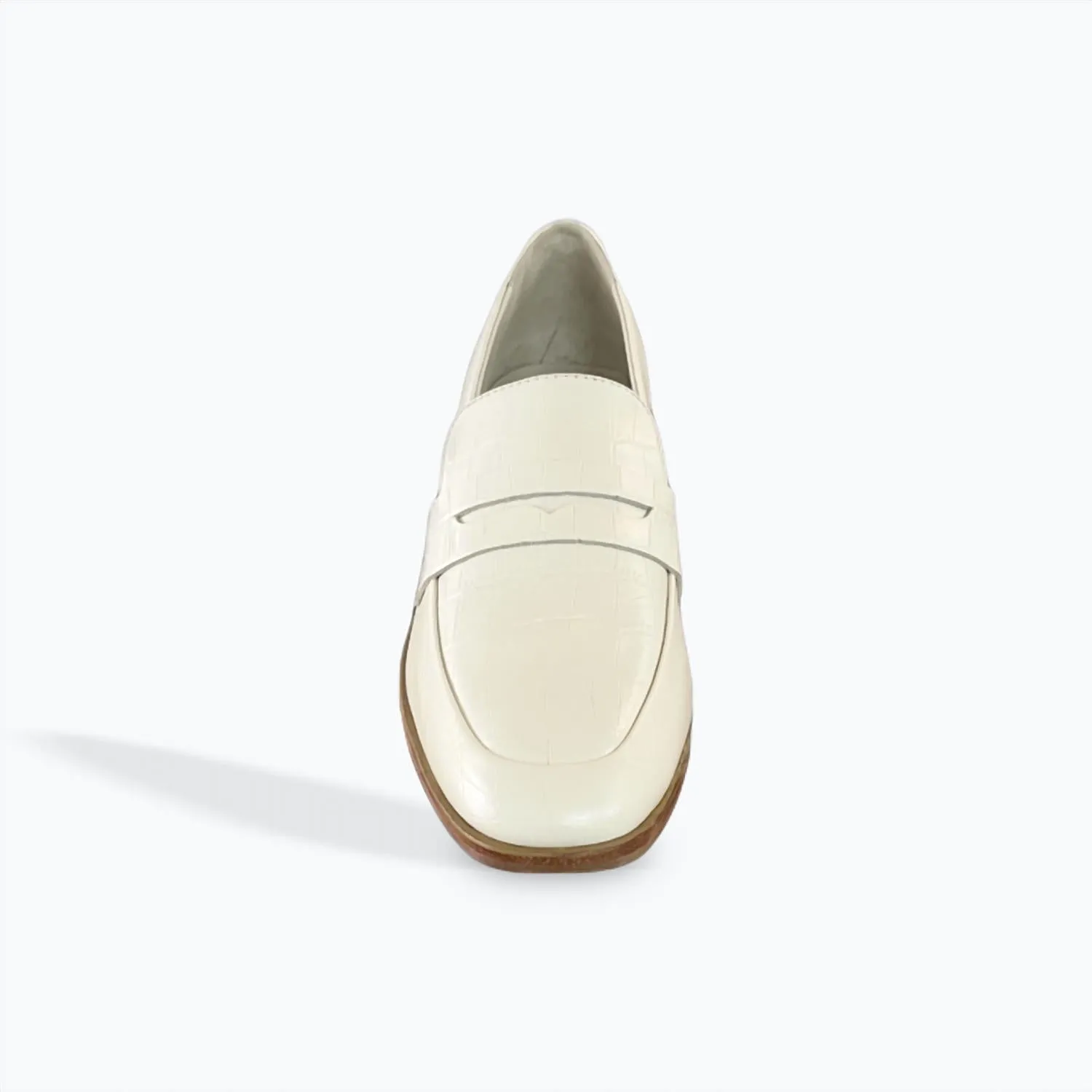 Yasmeen Croc Embossed Loafer In Bone