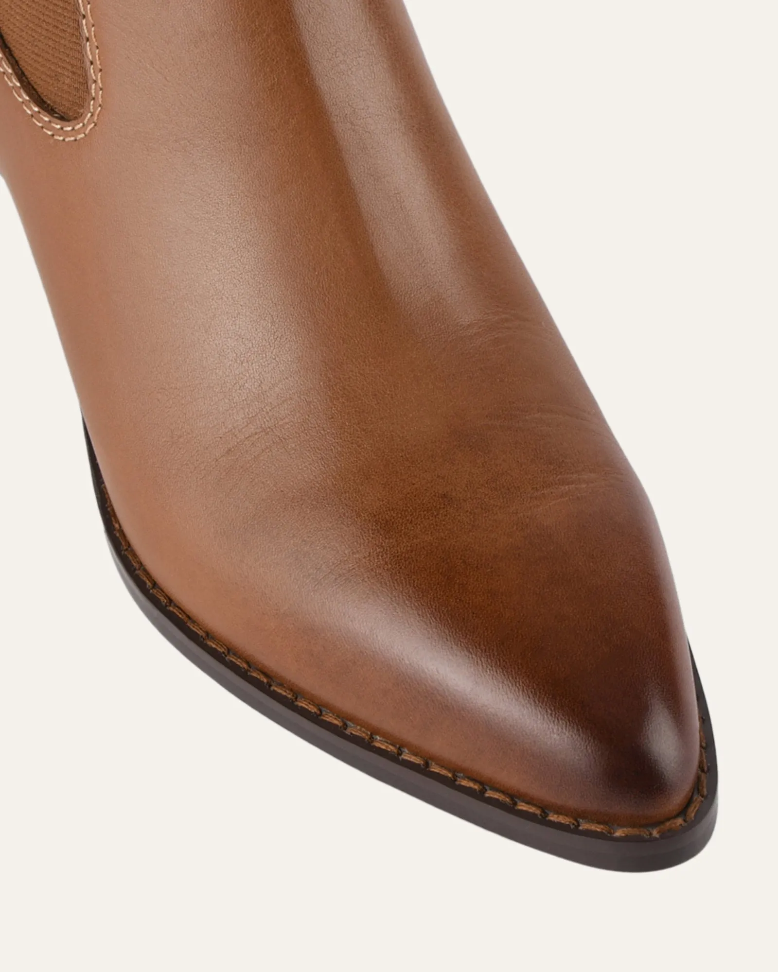 ZELLA MID ANKLE BOOTS DARK TAN LEATHER
