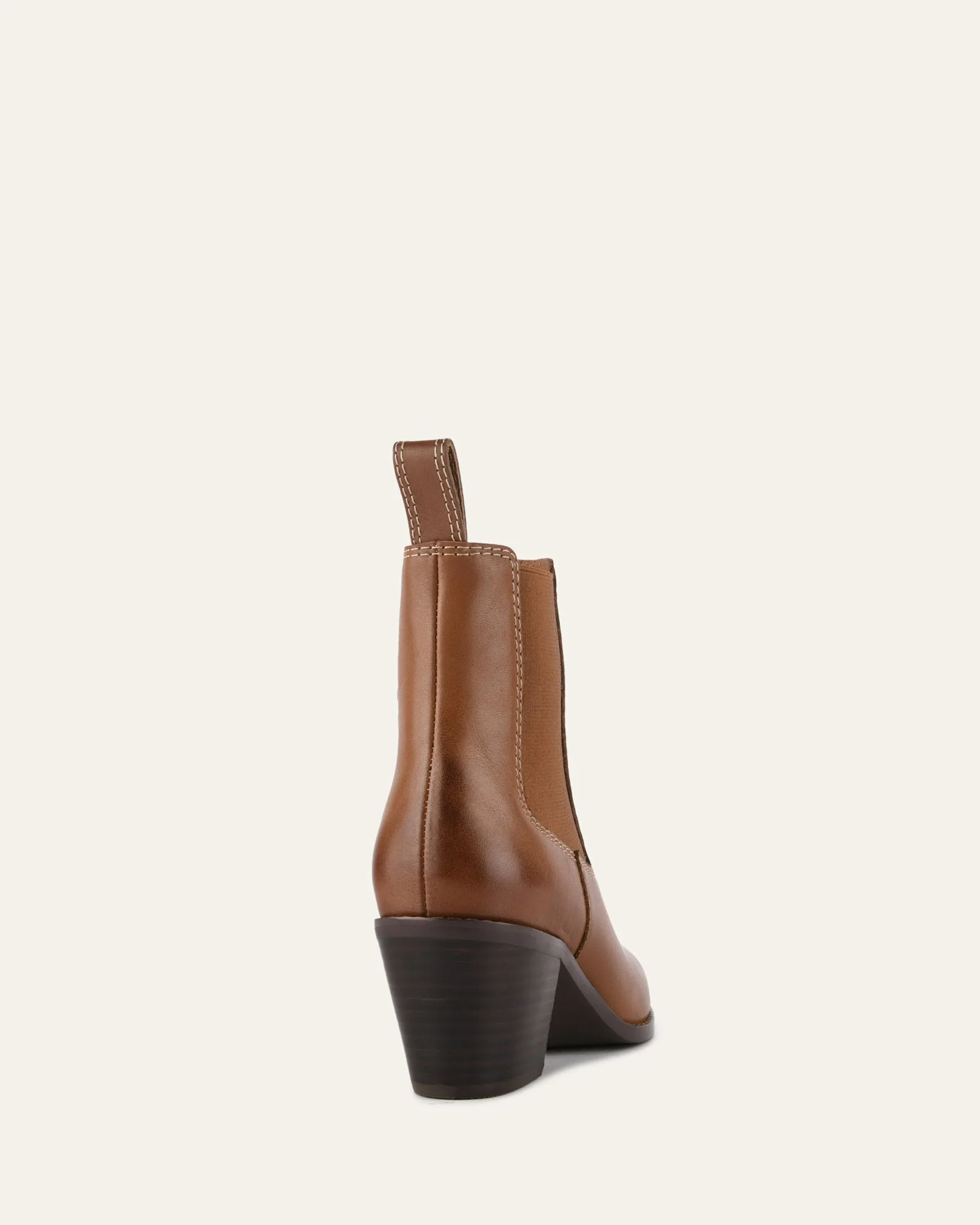 ZELLA MID ANKLE BOOTS DARK TAN LEATHER