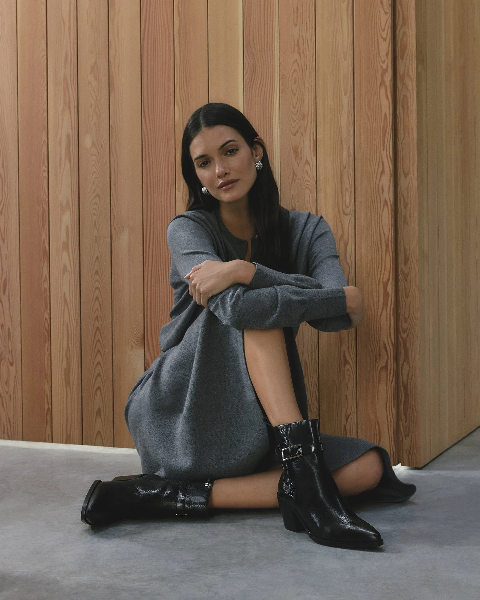 ZENA MID ANKLE BOOTS BLACK CRINKLE LEATHER