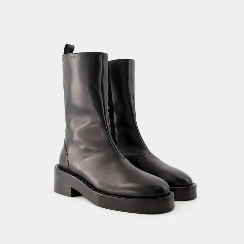 Zipped Ankle Boots - Leather - Black